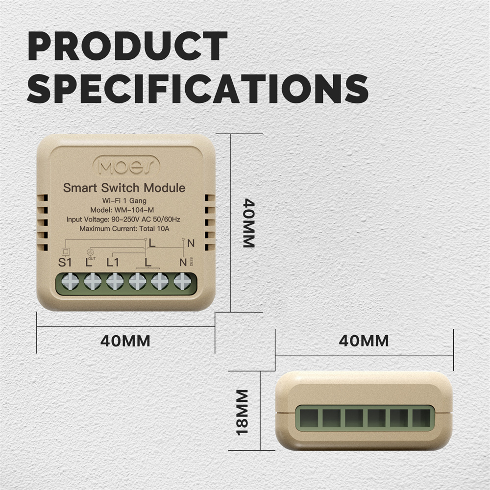 MOES Tuya WiFi Mini Smart Switch Module Relay Time04